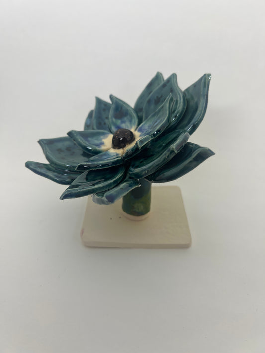 3 Tiered Blue Green Flower - Garden Ornament