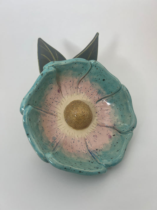 Mint Green, Pink & Speckled Flower - Garden Ornament