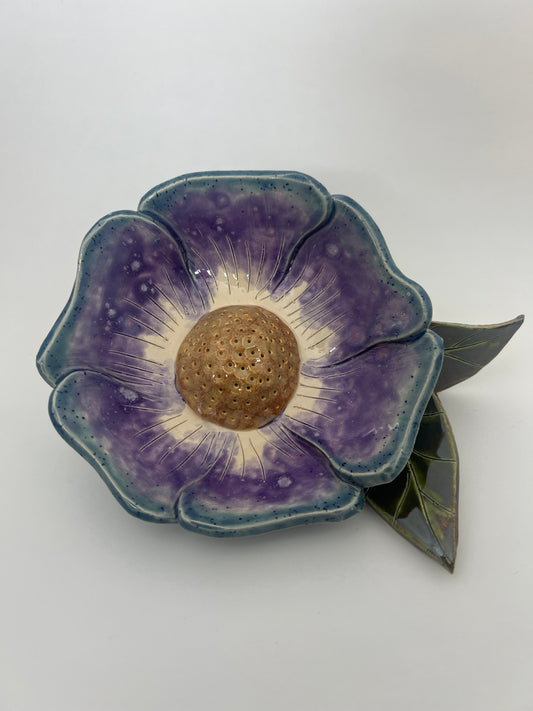 Lavender with White Center & Blue Border FLower - Garden Ornament