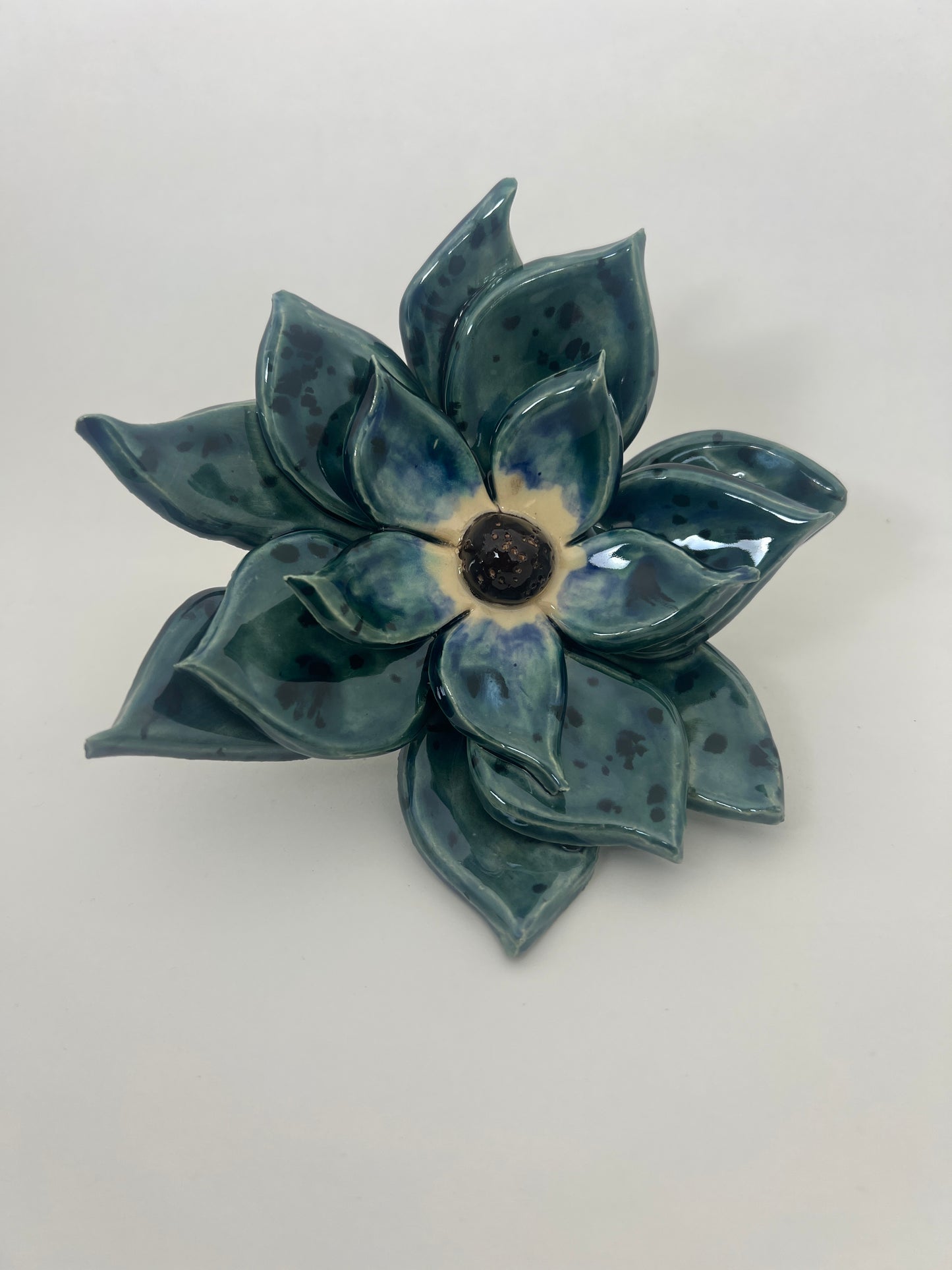 3 Tiered Blue Green Flower - Garden Ornament