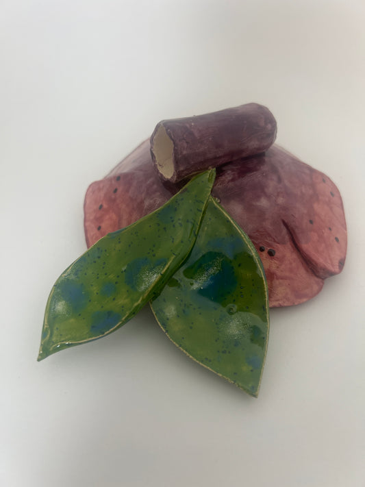 Maroon & Black Speckled Flower - Garden Ornament