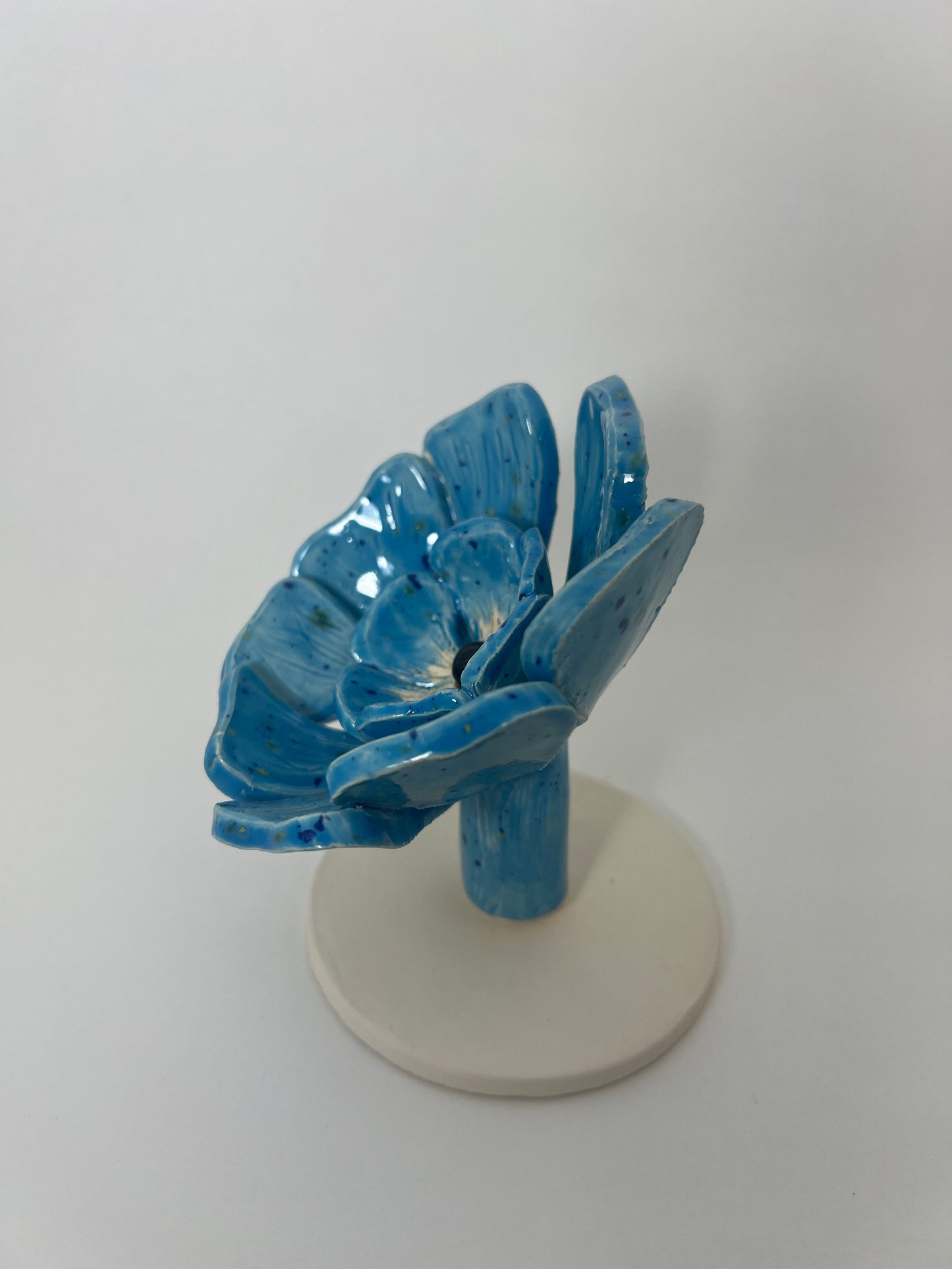 2 Tier Light Blue Speckled Flower - Garden Ornament
