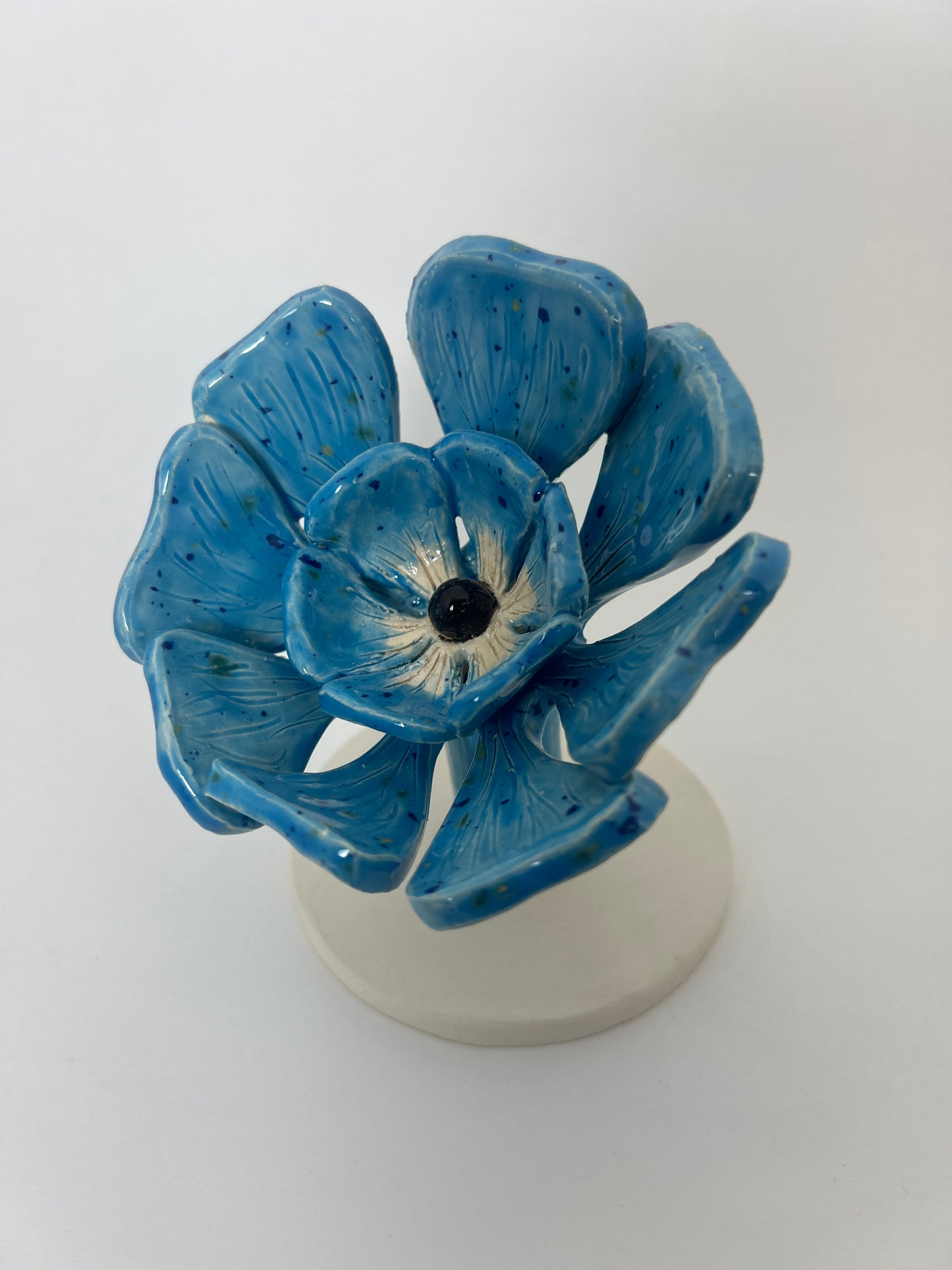 2 Tier Light Blue Speckled Flower - Garden Ornament