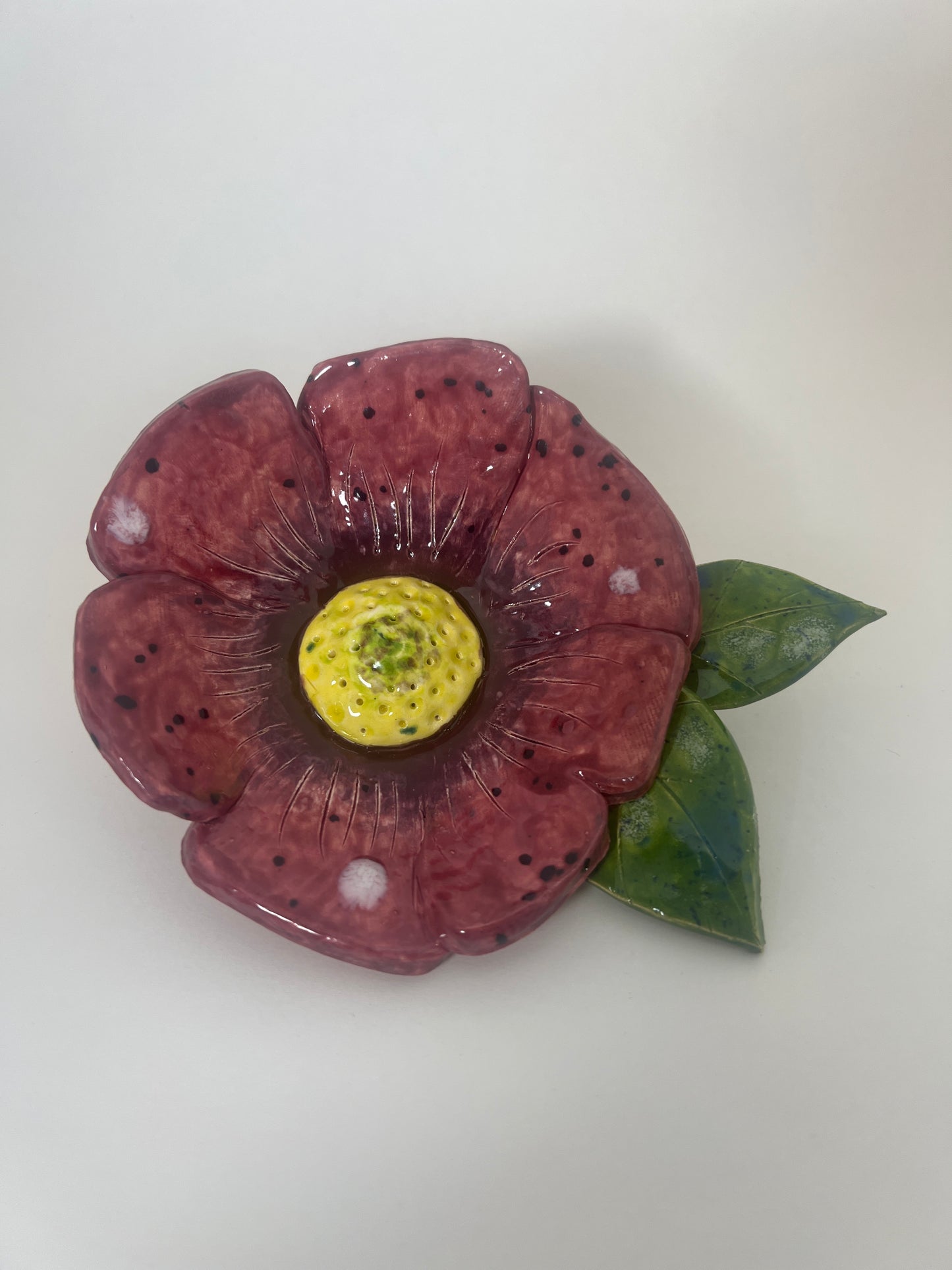 Maroon & Black Speckled Flower - Garden Ornament