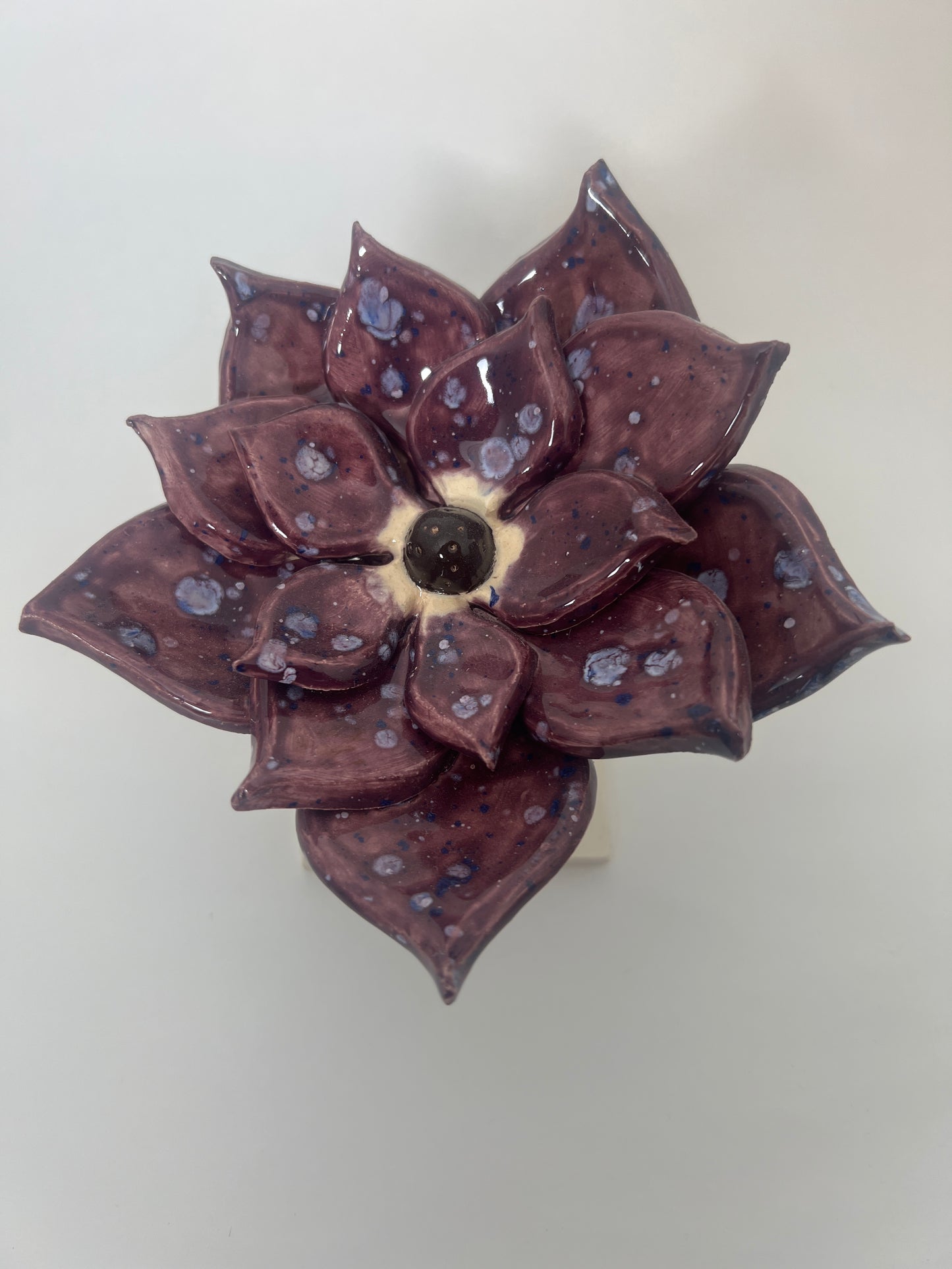 3 Tiered Plum with Blue Frosted Drops Flower - Garden Ornament