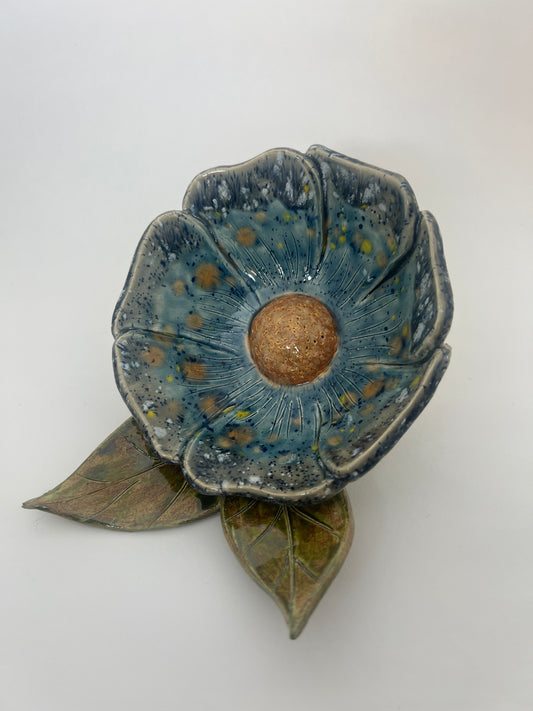 Multi Colored Blue with Yellow Specks Flower - Garden Ornament