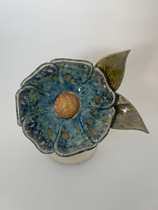 Multi Colored Blue with Yellow Specks Flower - Garden Ornament