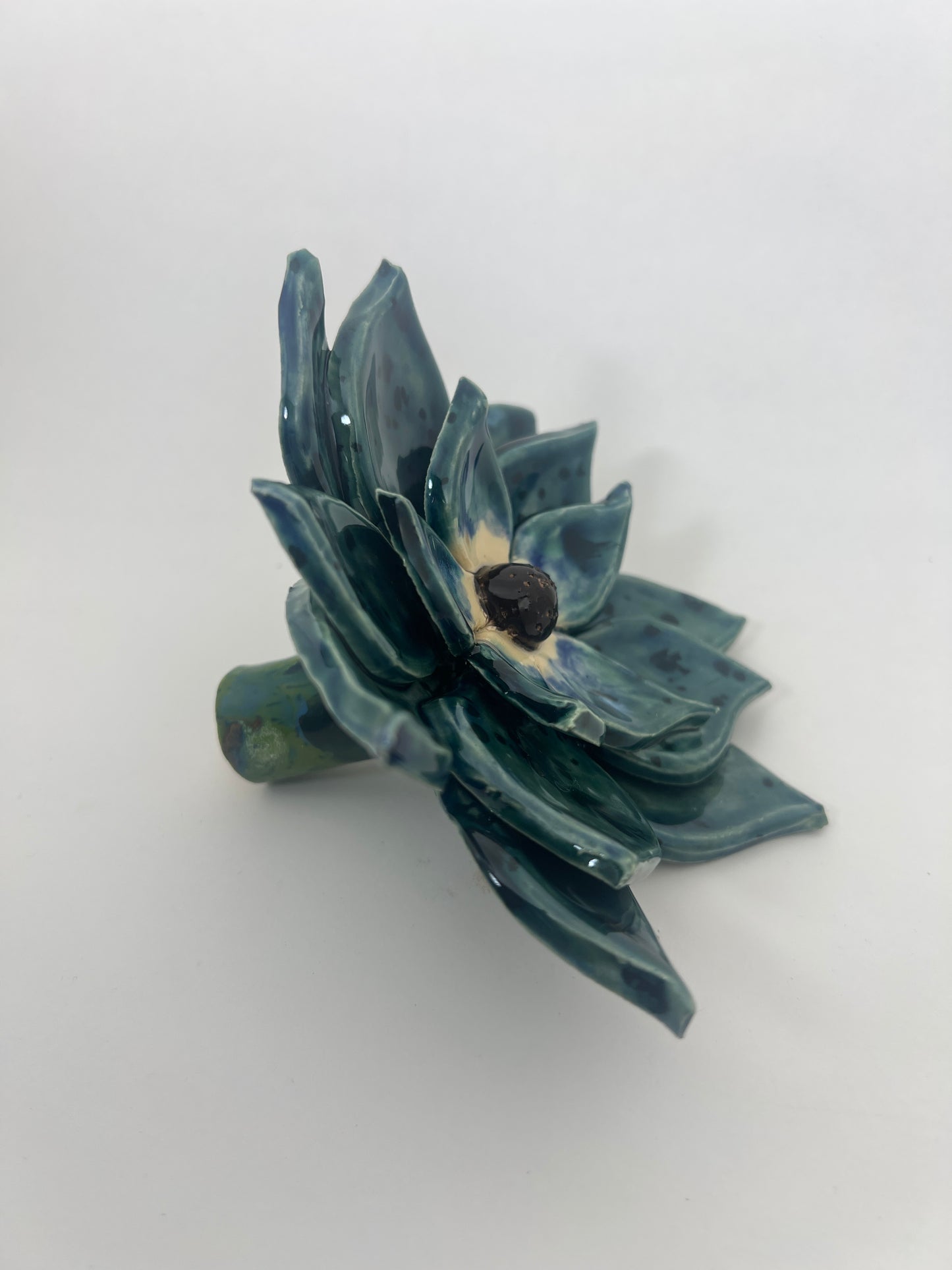 3 Tiered Blue Green Flower - Garden Ornament