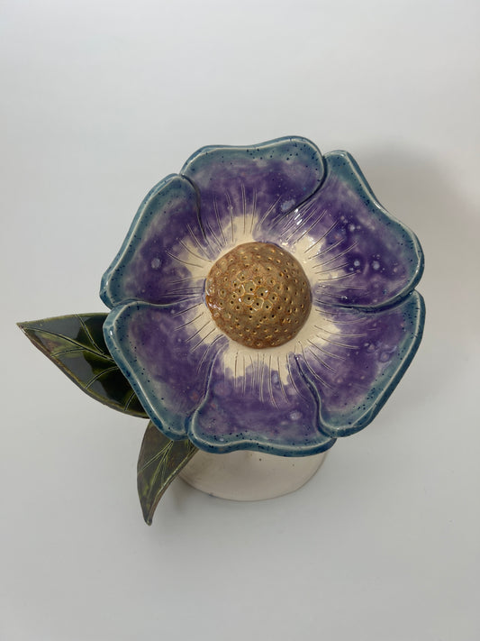 Lavender with White Center & Blue Border FLower - Garden Ornament