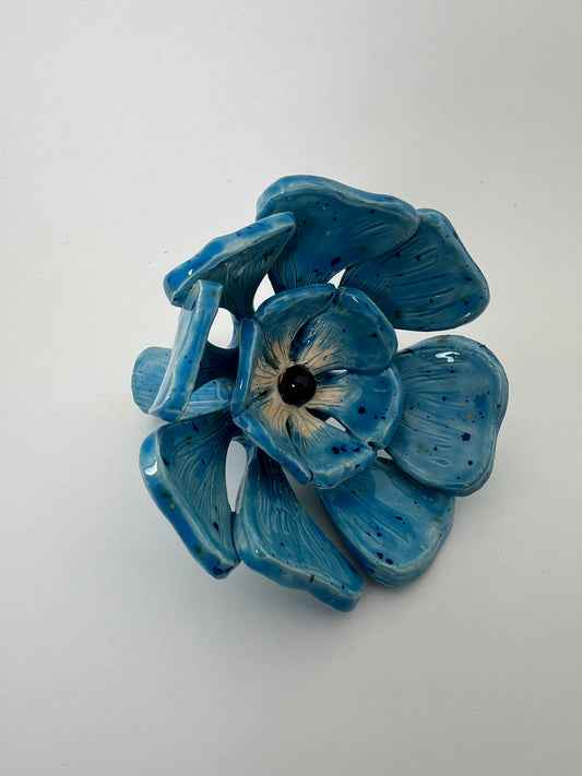 2 Tier Light Blue Speckled Flower - Garden Ornament