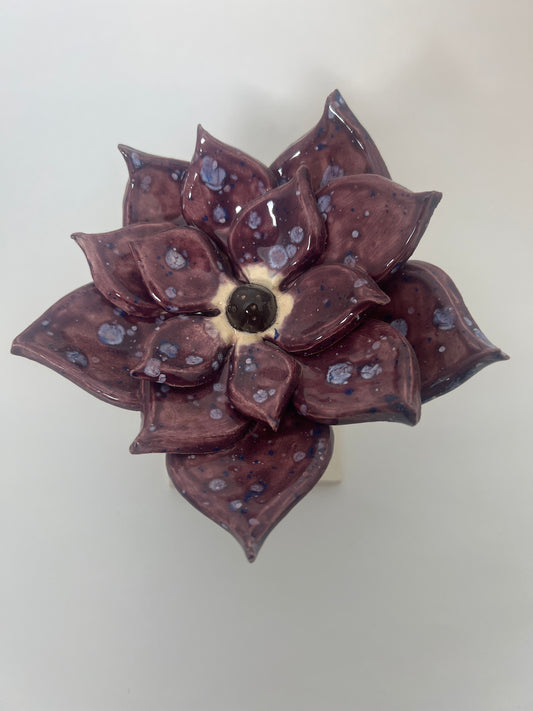 3 Tiered Plum with Blue Frosted Drops Flower - Garden Ornament